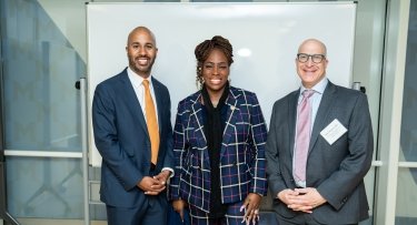 Derrick Lewis, chair and co-founder of The Bronx Community Foundation, Bronx Borough President Vanessa L. Gibson and Brian Amkraut,  vice president of Workforce Credentialing and Community Impact at Mercy University