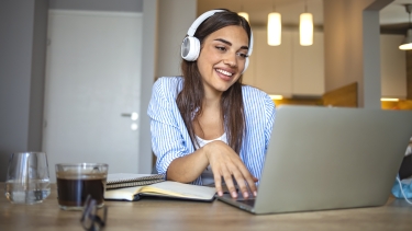 Student at home with laptop