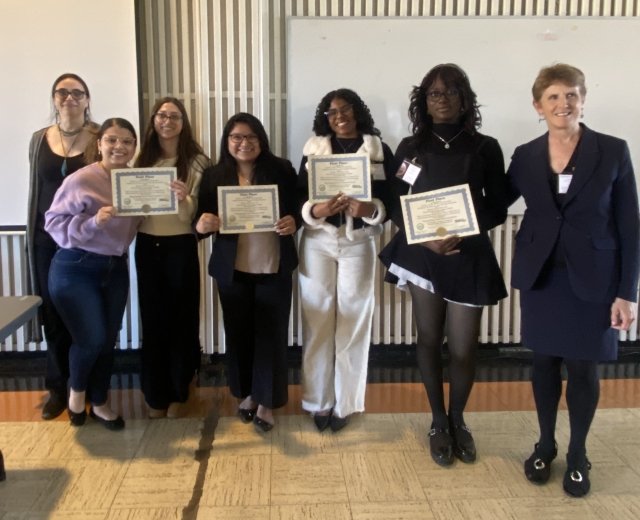 Mercy and WCC students showcase their first place award at the Metropolitan Association of College and University Biologists (MACUB) Conference